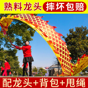 广场舞舞龙彩带健身中老年，人手甩耍龙头钢架道具8米儿童中国