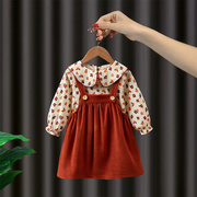 女童秋装连衣裙2023洋气，3小童裙子春秋，款5岁女宝宝背带裙套装