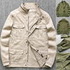 日单M65猎装男士立领夹克 全棉水洗秋季薄款工装多口袋休闲外套潮