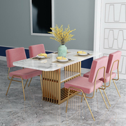 小户型组合吃饭桌子大理石餐桌长方形北欧ins家用餐桌椅现代简约