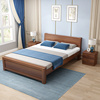 实木床现代简约单人床胡桃色，白色清漆原木卯榫床经济型1米1.2m1.5
