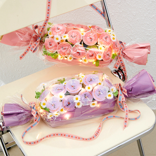 糖果花束diy花艺包装纸果冻零食，材料情人节手工创意儿童生日礼物