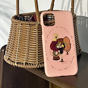 原创美式复古公主粉色小众，ins适用苹果13proamx安卓手机硬壳全包
