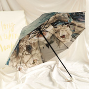 双层加厚黑胶三折伞黑胶，防晒防紫外线晴雨两用女遮阳伞抗风太阳伞
