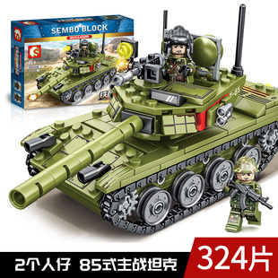 中国积木男孩益智力拼装坦克，汽车模型儿童军事小学生玩具乐高教育
