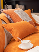 北欧沙发垫四季通用防滑轻奢纯色，实木坐垫简约现代套罩巾盖布