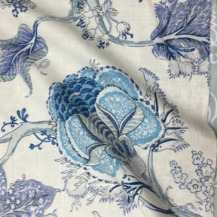 伊森艾伦美国进口面料美式乡村田园窗帘蓝色棉麻沙发布成品加工