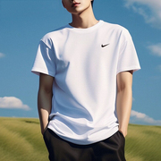 Nike耐克纯棉白T恤男训练短袖圆领透气运动装休闲半袖BV0508