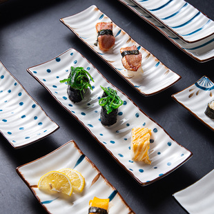 日式盘子长方形陶瓷长条菜盘点心，西餐创意小吃刺身，家用寿司盘餐具