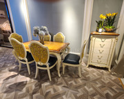 欧式法式实木新古典家具白色开放漆FB 83长餐桌扶手椅餐椅五斗柜