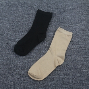 孤品数量不多中筒袜子竹炭，纤维防臭纯色，女袜黑色春季薄款长袜棉袜