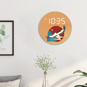 定制挂钟新中式客厅钟表简约时尚，家用电子时钟现代创意数字挂墙装