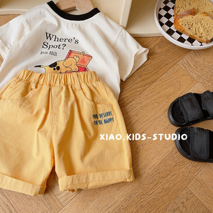 太好搭了~儿童夏季黄色，五分裤男童短裤休闲裤，宝宝帅气裤子薄款潮