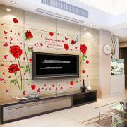 婚房墙贴可移除女孩卧室房间装饰品浪漫温馨墙壁贴画贴纸玫瑰花朵