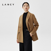 lancy朗姿春季羊毛，西装短外套高端双面，呢法式短款大衣女