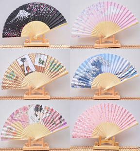 日本和服女式折扇，日式和风绝美樱花绢布，扇子装饰摆件扇子