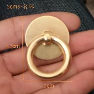 中式圆形隐形抽屉铜拉手，简约中药柜门，铜环茶叶罐榻榻米铜拉环把手