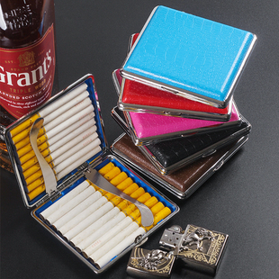塑料鳄鱼皮烟盒20支装超薄抗压便携防潮粗烟盒子，男士个性烟具烟套