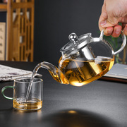 龙兮不锈钢过滤泡茶壶，家用耐热玻璃茶壶加厚花茶壶功夫茶具套装