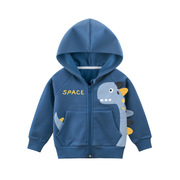 27kids韩版童装冬季儿童，外套卫衣抓绒男童宝宝，衣服恐龙拉链衫