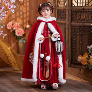 女童汉服冬季古装拜年服新年装加厚儿童唐装中国风女孩连衣裙冬装