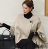 韩国DABA羊毛呢双面绒大衣女优雅气质蝙蝠袖斗篷披肩短款外套