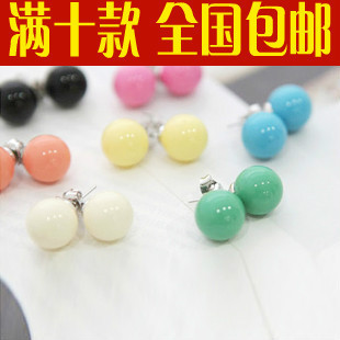  0011韩国饰品批发 特价 超值秒杀可爱糖果球球耳钉 QQ球耳饰 爆款