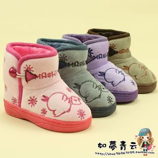  正品流氓兔儿童棉靴包跟冬季棉拖鞋居家鞋毛绒棉鞋保暖家居拖鞋