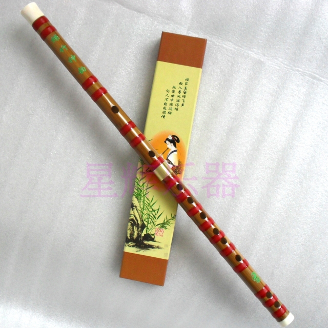 上海产敦煌二节笛子,黄铜单接口仿白骨双节笛