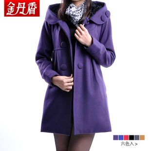  金丹香秋冬款韩版修身呢大衣毛呢厚外套大衣冬装外套女98Y