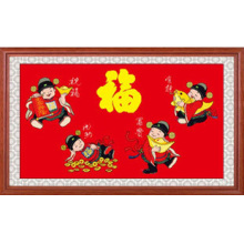 名媛十字绣套件 财神到 财神爷新款系列 四小财神福 11CT中格红布
