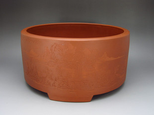 宜兴精品紫砂花盆 原矿清水泥纯手工圆盆 盆景