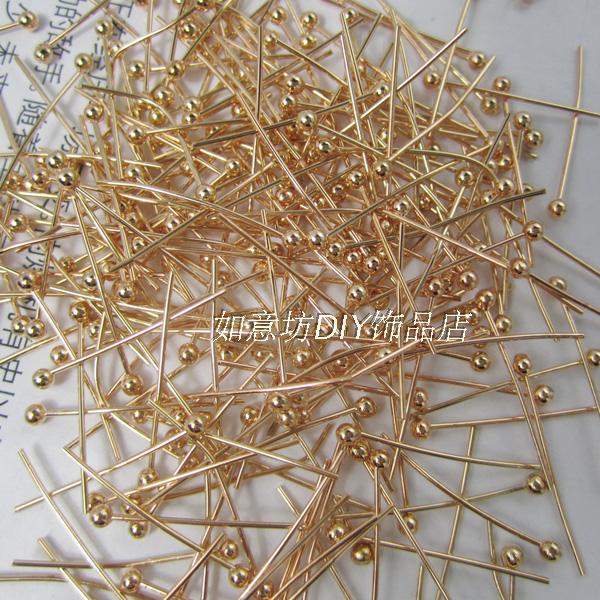 diy手工串珠材料饰品配饰 黄铜镀金圆头针手工