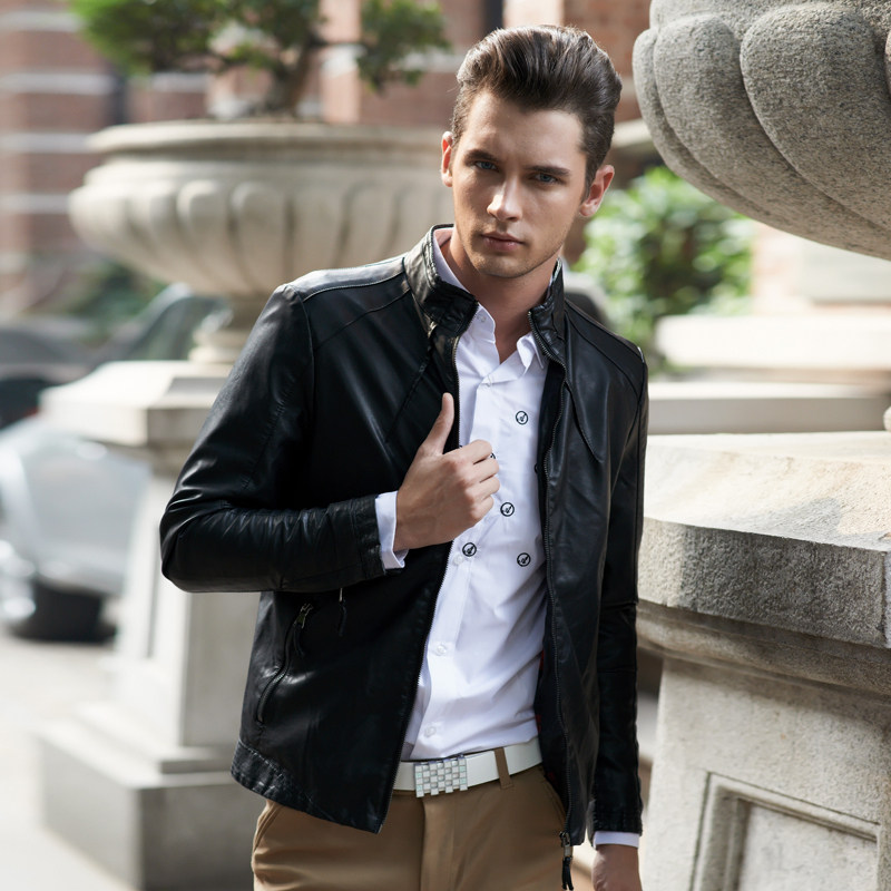 Bao-chun, the decoration of the town shops are men's leather jacket men's Korean wave jacket short locomotive men's leather clothing