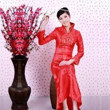 爱美轩婚纱旗袍 新款2011 两件套 新娘旗袍 长款 七分袖秋装 加棉