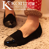 KOKOIN韩版春季新款平跟舒适拼接尖头平跟低帮鞋休闲鞋单鞋女鞋子