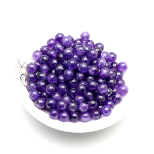  昌达 纯天然紫水晶散珠子紫水晶圆珠DIY饰品半成品紫水晶配件散粒