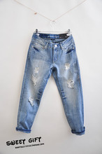 American Eagle 美国鹰 AE正品 boyfriend破洞大码宽松九分牛仔裤