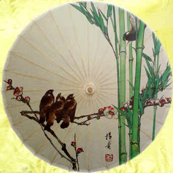 竹鸟知春|古代雨具伞|男士油伞|文革油布伞|中式
