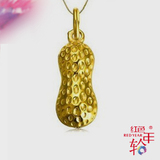 千足金/黄金项链吊坠 花生豆长生果吊坠项坠可编红绳手链项链