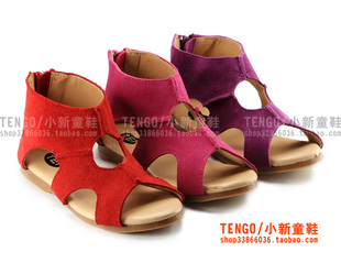  时尚TENGO牛皮皮革拼接鱼嘴童鞋儿童凉鞋 亲子 婴儿童装 宝贝特价