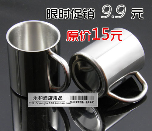 限时促销 时尚不锈钢咖啡杯 创意儿童水杯 简约奶茶杯子*双层隔热