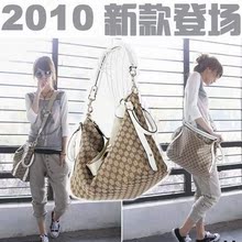 百搭休闲帆布女包2010新款GUCCI古奇韩版三用单肩包斜挎包可折叠