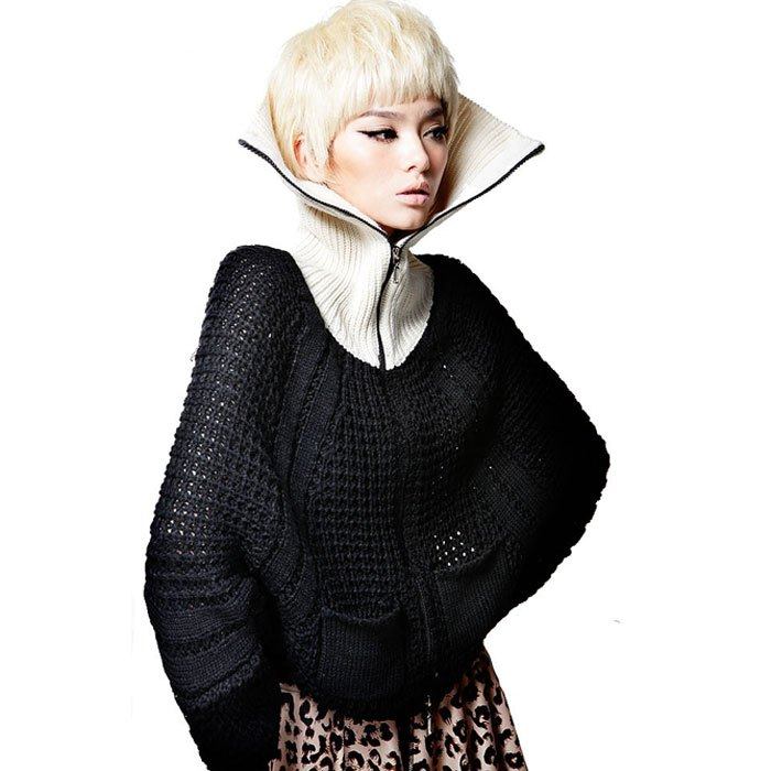  women high collar bat sleeve sweater 