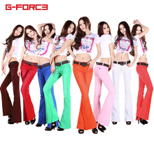 G-force糖果色牛仔喇叭裤修身提臀女式牛仔裤子韩版A120033