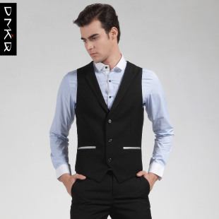  DMKQ丹唛卡其 新款 男士西服马甲 黑色修身马甲 正装马夹 DM606