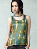 Dream spell Basha/original dress printed silk knit long front short back vest 180,312,203