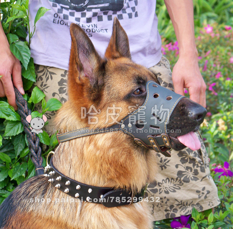 Top ox leather pet dog muzzle dog muzzle adjustable mask cover pet dog mouth mask 包邮