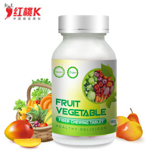  红桃K 果蔬纤维咀嚼片 体重控制 排肠毒促进肠蠕动 膳食纤维 60片