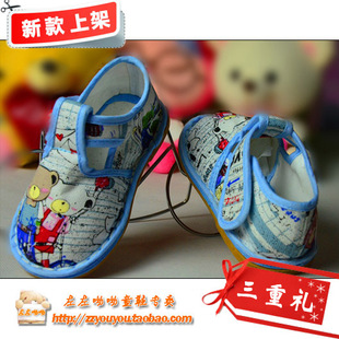  传统儿童手工布鞋千层底布鞋漂亮的手工童鞋棉布材质的手工布鞋